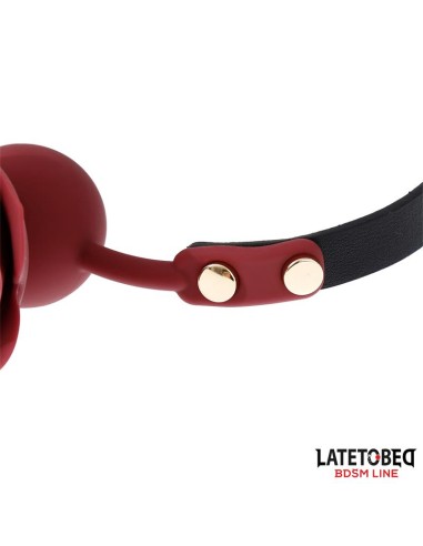 Mordaza Bola Silicona Transpitable Adorno Rosa Ajustable 47 56 cm