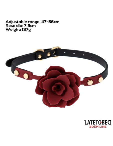 Mordaza Bola Silicona Transpitable Adorno Rosa Ajustable 47 56 cm