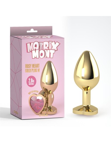 Rosy Heart Plug Anal dorado con Joya Talla M