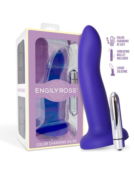 Dildo con Vibracion que Cambia de Color Azul a Purpura Talla M 17 cm Dildo con Vibracion que Cambia de Color Azul a Purpura Talla M 17 cm