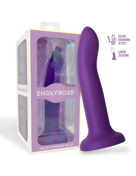 Dildo que Cambia de Color Pupura a Rosa Talla L 21 cm