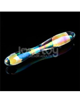Dildo de Cristal que Brilla en la Oscuridad Twilight Gleam Double Delight 2