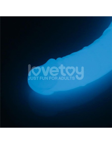 Dildo Doble Lumino Luz Azul 185