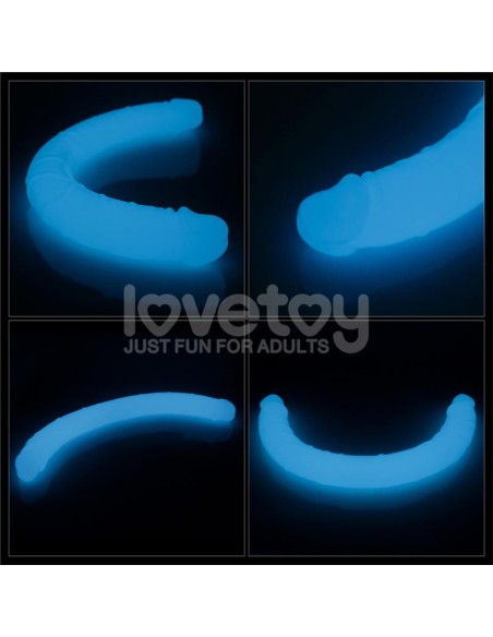 Dildo Doble Lumino Luz Azul 185