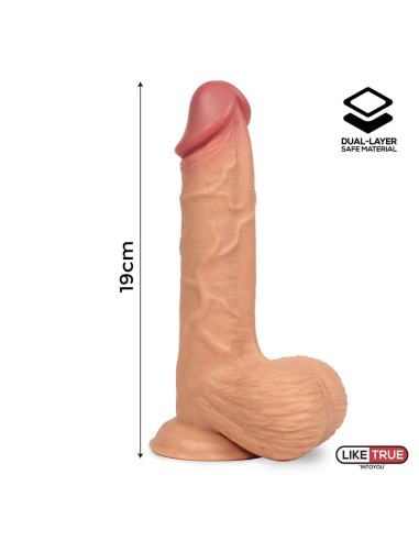 Fentok Dildo Realista Testiculos Completos Dual Layer Retractil 75