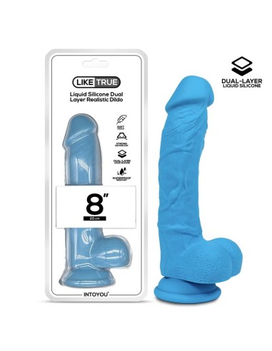 Dildo Realista Silicona Liquida Dual Layer 8 Azul