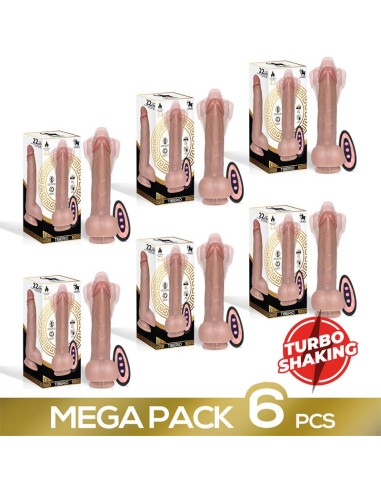 Pack de 6 Tiberio Dildo Realista Turbo Shaking con Trusting Rotacion 360º y Control Remoto