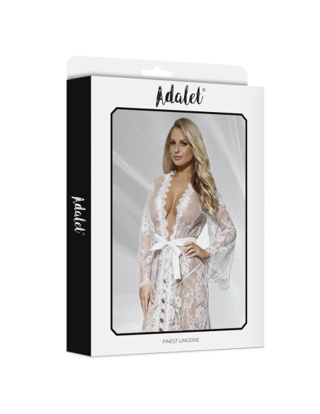 Lucy Peignoir Semi Transparente y Tanga Blanco