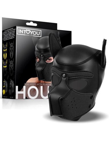 Hound Máscara de Perro Neopreno Hocico Extraíble Negro Talla Única|A Placer