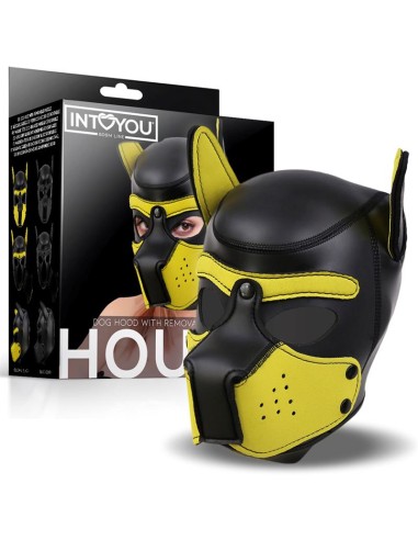 Hound Máscara de Perro Neopreno Hocico Extraíble Negro/Amarillo Talla Única|A Placer